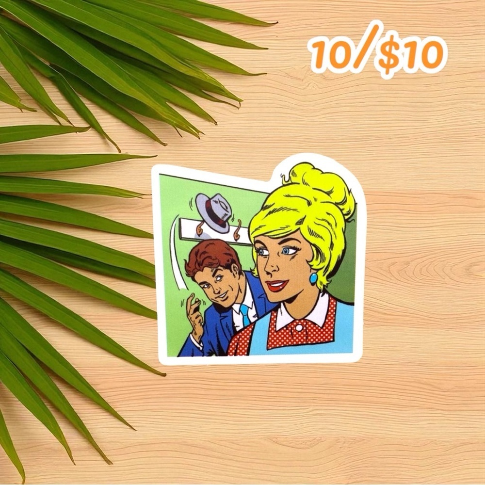 Retro Pop Art Couple Sticker – 2 1/4” (Matte Finish)